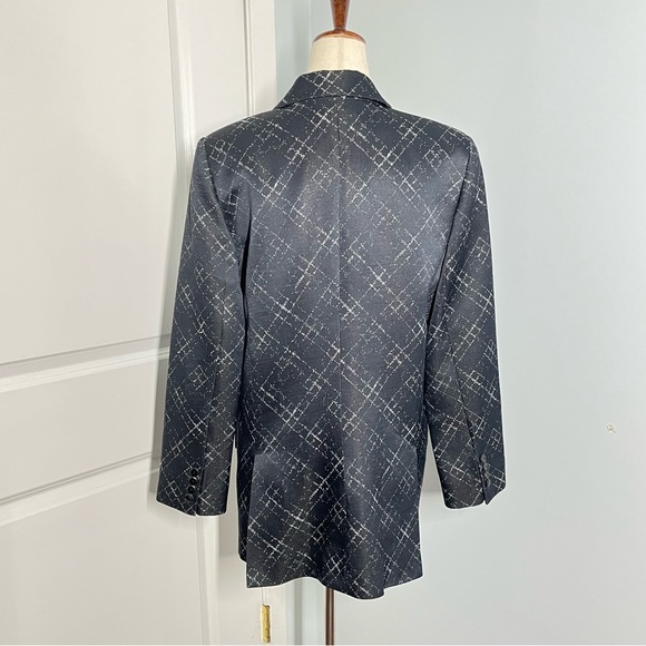 Wes Gordon navy and white muted print double breasted blazer jacket size… - Picture 9 of 11